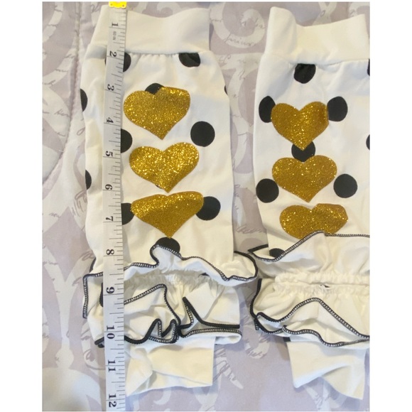 Tuffle Ruffle Fashionable Leg warmers Gold heart & Gold Sequin Bow headband - Picture 2 of 4
